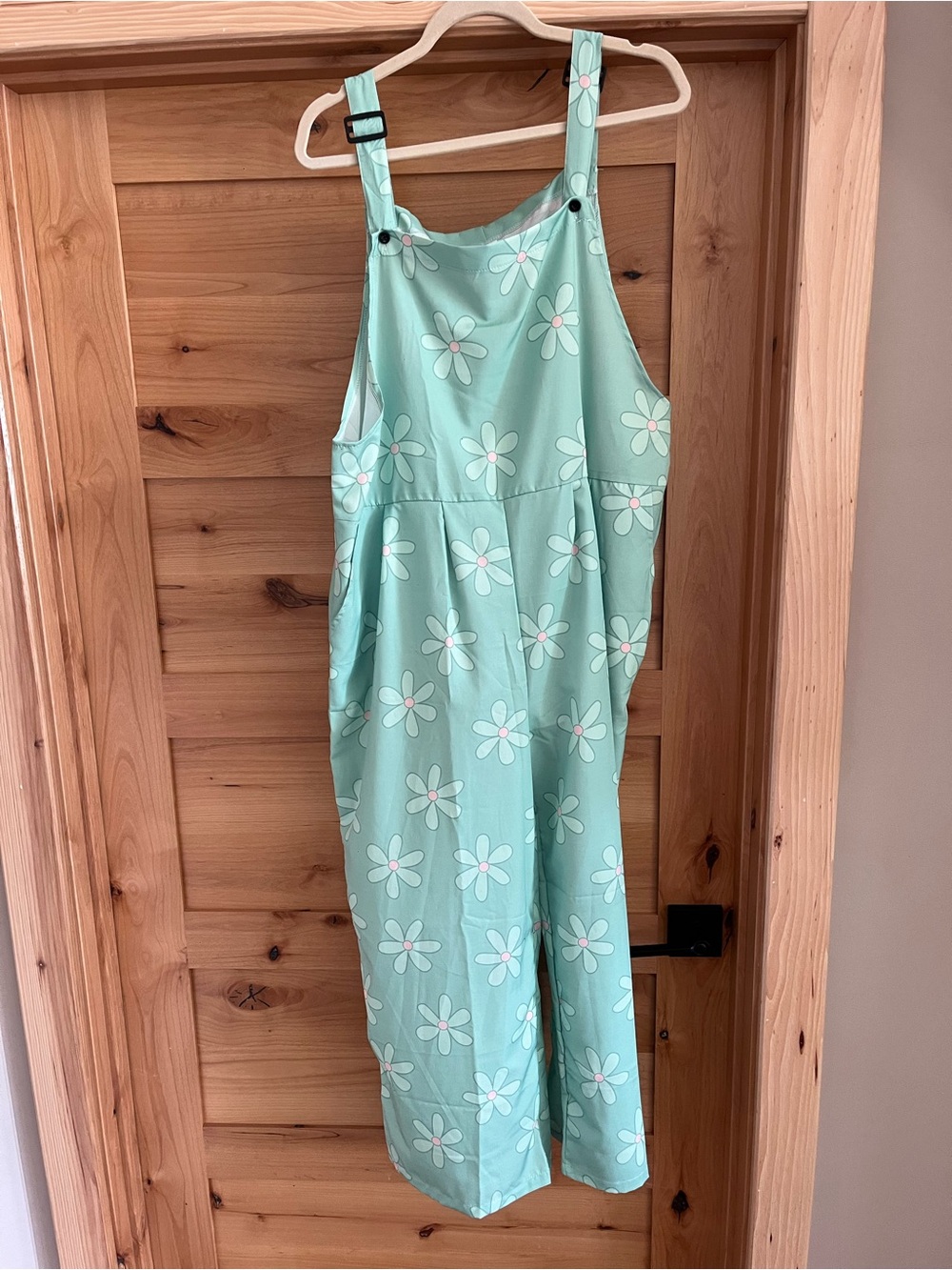 Daisy Print Mint Green Overalls